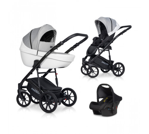 Коляска 3 в 1 Riko Basic Pacco, Grey Fox 05 (серый-белый)