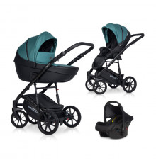 Коляска 3 в 1 Riko Basic Pacco, Lagoon 03 (Бирюзовый - Черный)