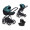 Коляска 3 в 1 Riko Basic Pacco, Lagoon 03 (Бирюзовый - Черный)