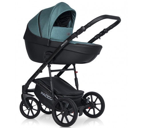 Коляска 3 в 1 Riko Basic Pacco, Lagoon 03 (Бирюзовый - Черный)