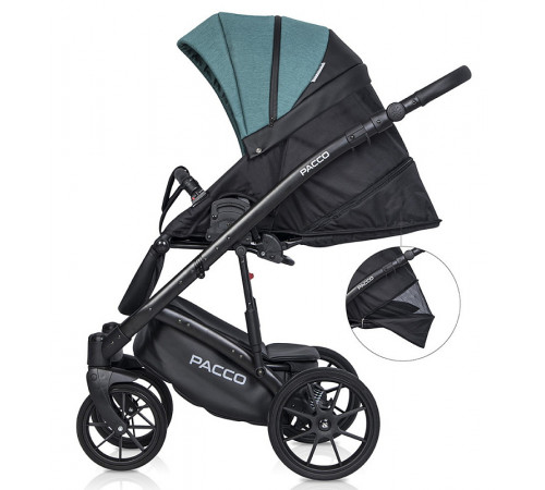 Коляска 3 в 1 Riko Basic Pacco, Lagoon 03 (Бирюзовый - Черный)