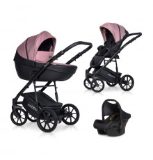 Коляска 3 в 1 Riko Basic Pacco, Pink 02 (Розовый - Черный)