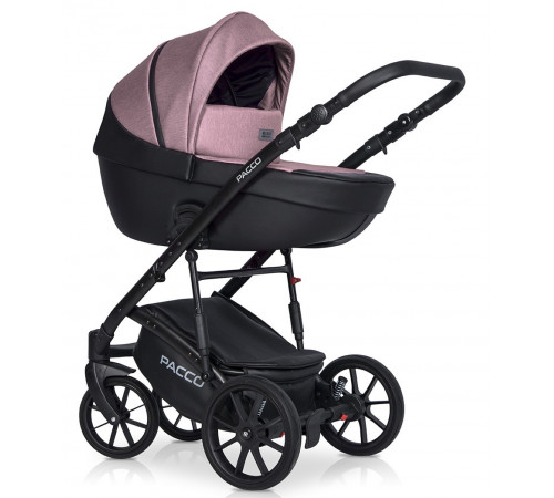 Коляска 3 в 1 Riko Basic Pacco, Pink 02 (Розовый - Черный)