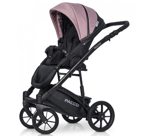 Коляска 3 в 1 Riko Basic Pacco, Pink 02 (Розовый - Черный)