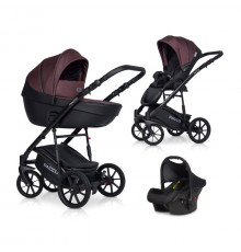 Коляска 3 в 1 Riko Basic Pacco, Plum 01 (Сливовый - Черный)