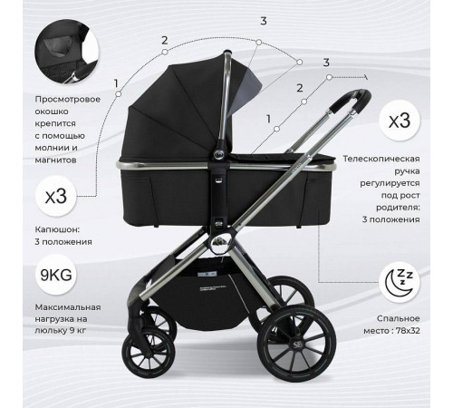 Коляска 2 в 1 Sweet Baby Vento, Silver Black