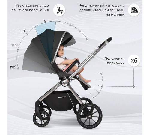 Коляска 2 в 1 Sweet Baby Vento, Silver Black