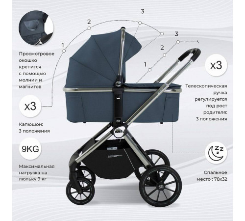 Коляска 2 в 1 Sweet Baby Vento, Silver Blue