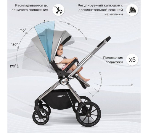 Коляска 3 в 1 Sweet Baby Vento, Silver Grey