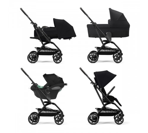 Коляска прогулочная Cybex Eezy S Twist+ 2 BLK (с бампером), Moon Black