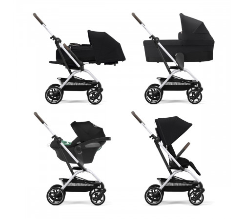 Коляска прогулочная Cybex Eezy S Twist+ 2 SLV (с дождевиком и бампером), Moon Black