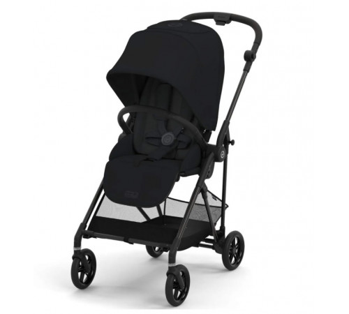 Коляска прогулочная Cybex Melio Carbon с дождевиком, Magic Black
