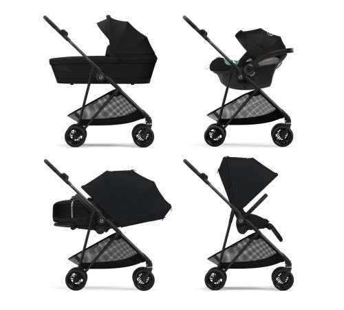 Коляска прогулочная Cybex Melio Carbon (с дождевиком), Moon Black