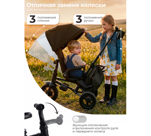 Трехколесный детский велосипед QPlay Rider Max, Black (Oxford/Matte Black)