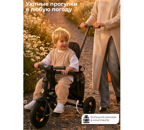 Трехколесный детский велосипед QPlay Rider Max, Black (Oxford/Matte Black)