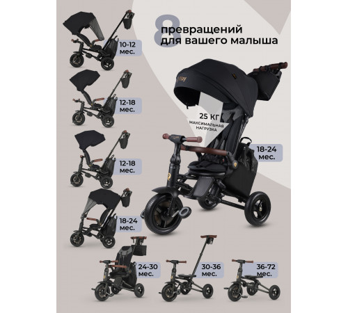 Трехколесный детский велосипед Qplay S702 Sprinter S Max Black (Lux/Black) (Черный)