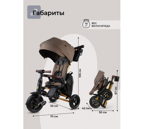 Трехколесный детский велосипед Qplay S702 Sprinter S Max Brown (Lux/Gold) (Коричневый)