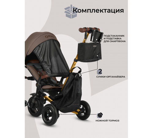 Трехколесный детский велосипед Qplay S702 Sprinter S Max Brown (Lux/Gold) (Коричневый)