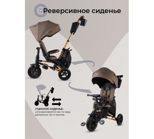 Трехколесный детский велосипед Qplay S702 Sprinter S Max Brown (Lux/Gold) (Коричневый)