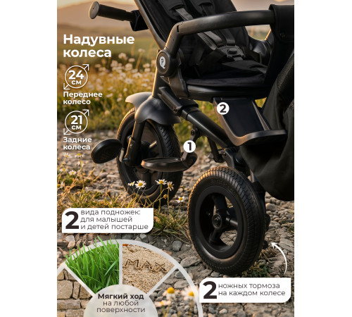 Трехколесный детский велосипед QPlay Rider Max, Black (Oxford/Matte Black)