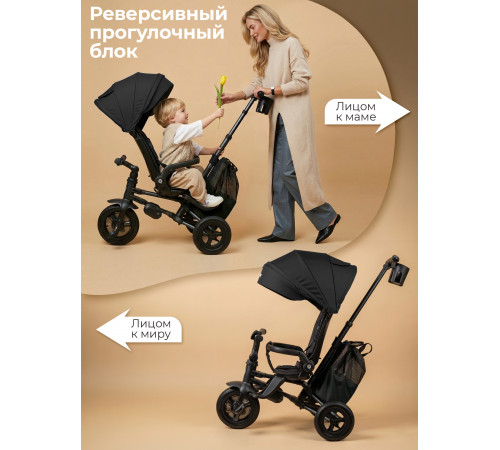 Трехколесный детский велосипед QPlay Rider Max, Black (Oxford/Matte Black)