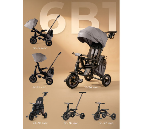 Трехколесный детский велосипед QPlay Rider Max, Dark Beige (Oxford/Matte Dark Beige)