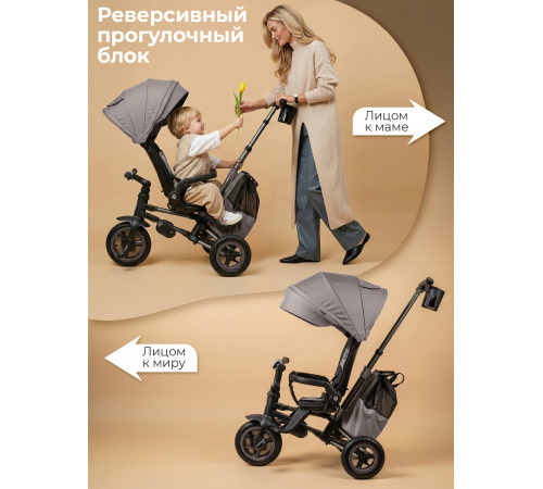 Трехколесный детский велосипед QPlay Rider Max, Dark Beige (Oxford/Matte Dark Beige)