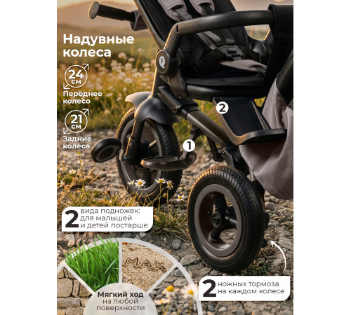 Трехколесный детский велосипед QPlay Rider Max, Dark Beige (Oxford/Matte Dark Beige)