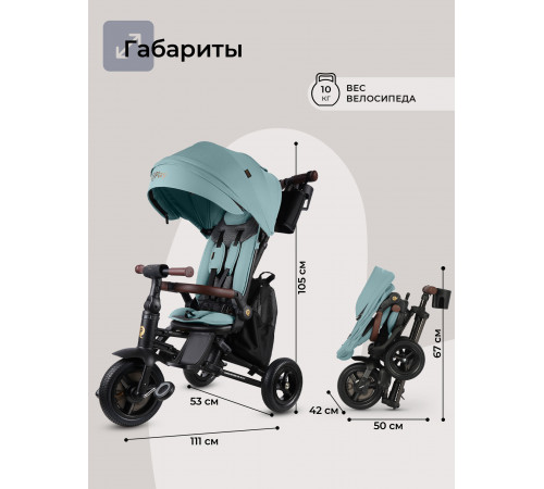 Трехколесный детский велосипед Qplay S702 Sprinter S Max Mint (Lux/Black) (Мятный)