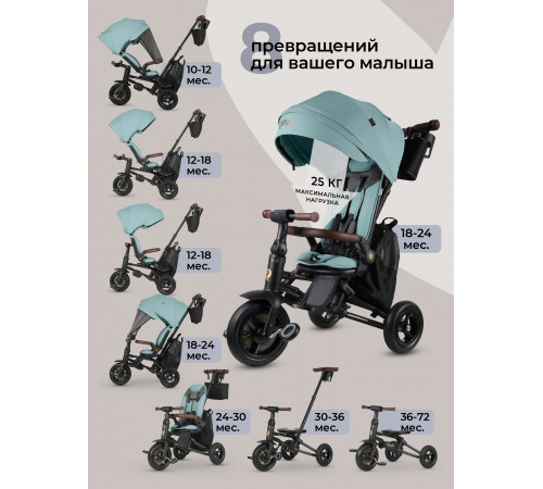 Трехколесный детский велосипед Qplay S702 Sprinter S Max Mint (Lux/Black) (Мятный)