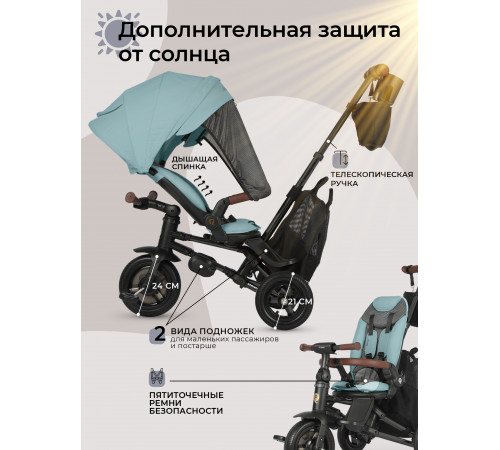 Трехколесный детский велосипед Qplay S702 Sprinter S Max Mint (Lux/Black) (Мятный)
